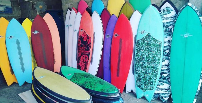 Surf boards at the Cheeky Monkey surf camp store